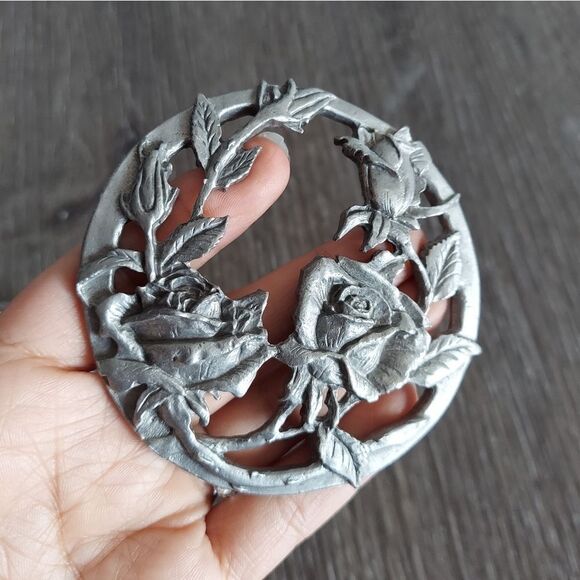 Vintage 1990-1993 Rawcliffe Pewter Potpourri Candle Jar Topper Lid Cover - Picture 5 of 6